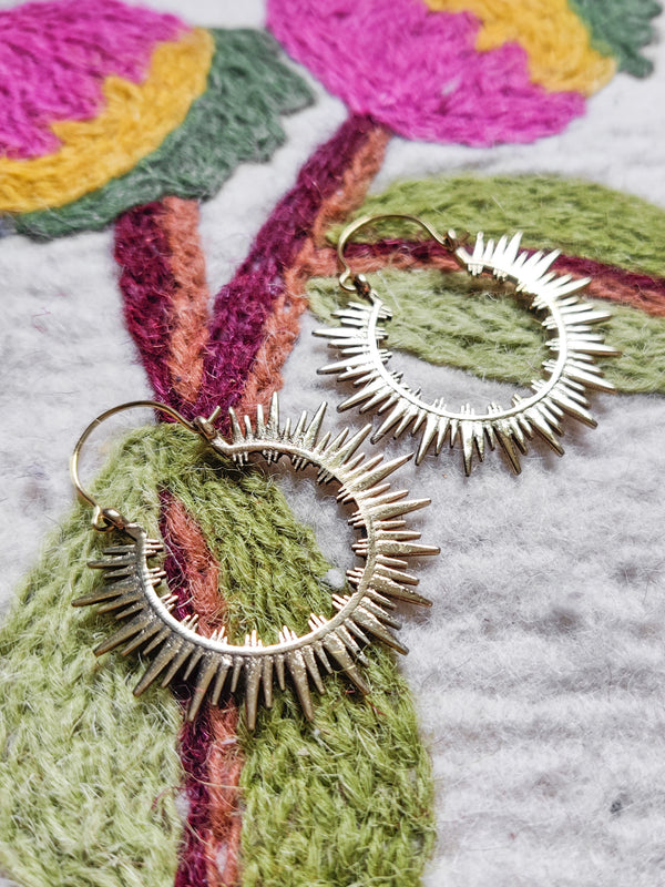 Brass Sunburst Earrings